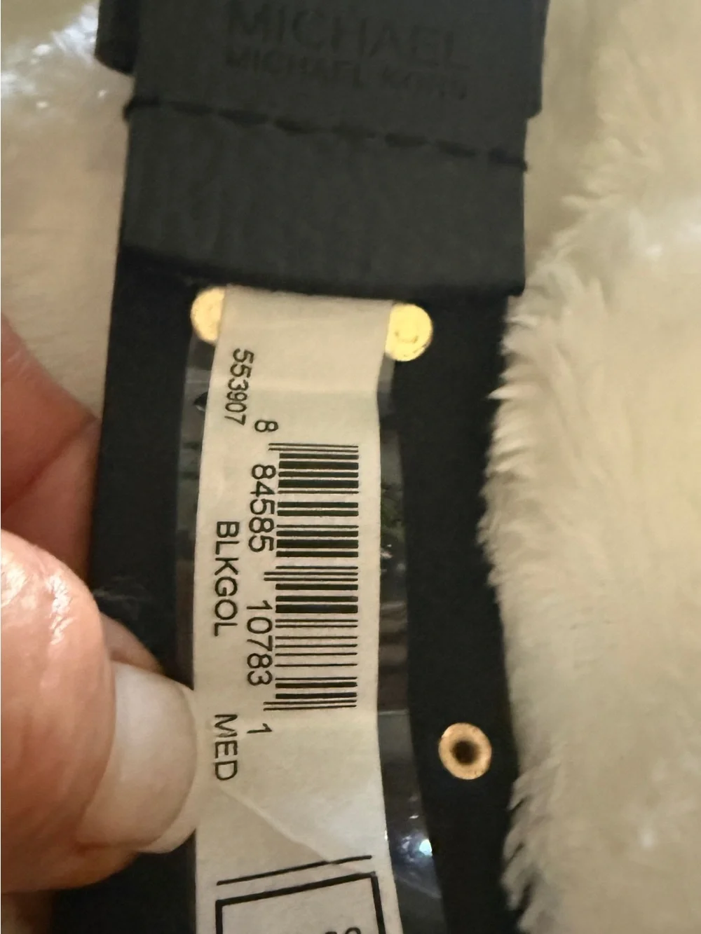 MICHAEL Michael Kors Black Leather Studded Belt with Gold Hardware New w/tags